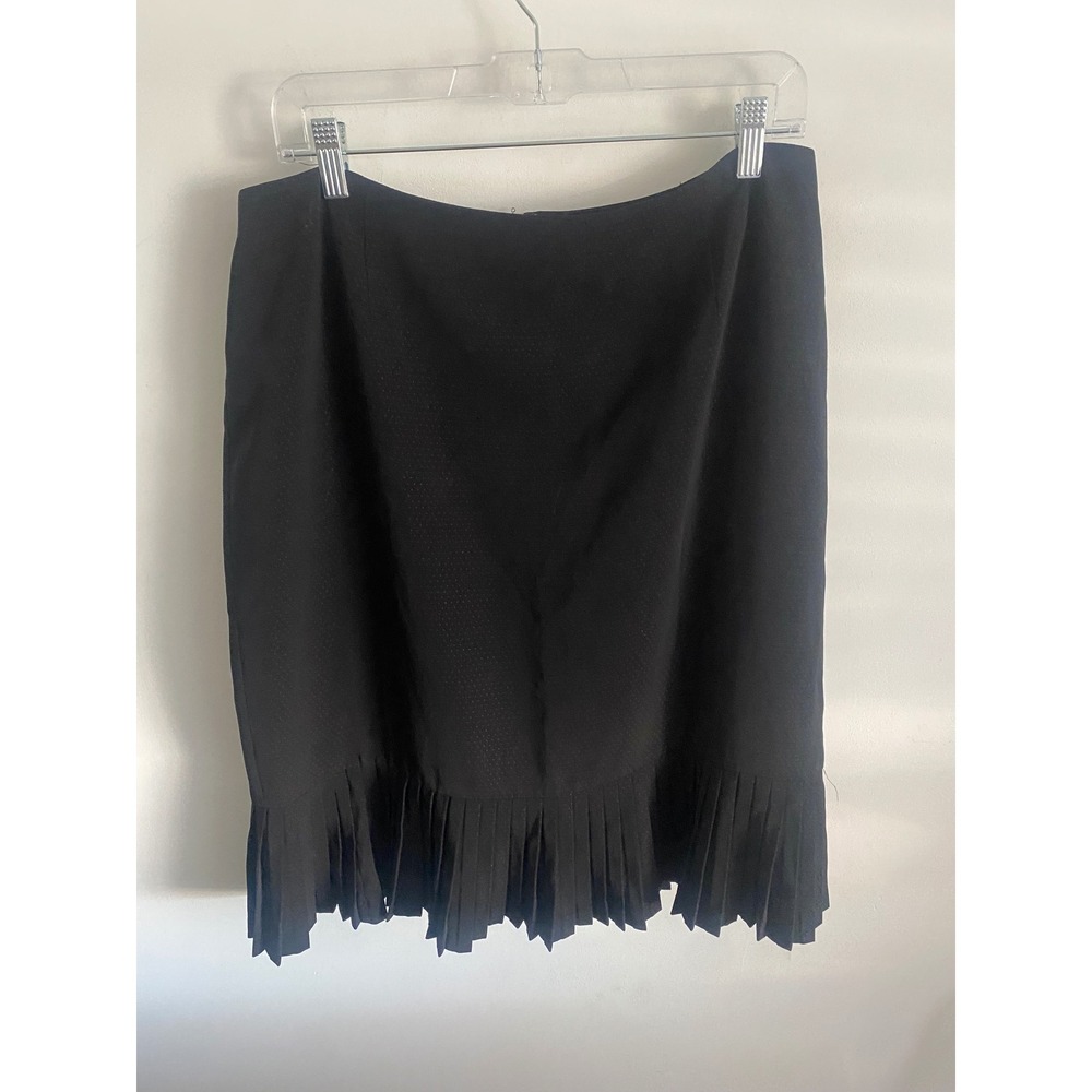 NORTONMCNAUGHTON Black Pleated‎ Hem Skirt Textured Dot Pattern Size 14